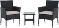 Patio Furniture Set 3 Piece Patio Chair Bistro Set Outdoor Rattan Chairs Wicker Conversation Set for Backyard Porch Poolside Lawn,Black