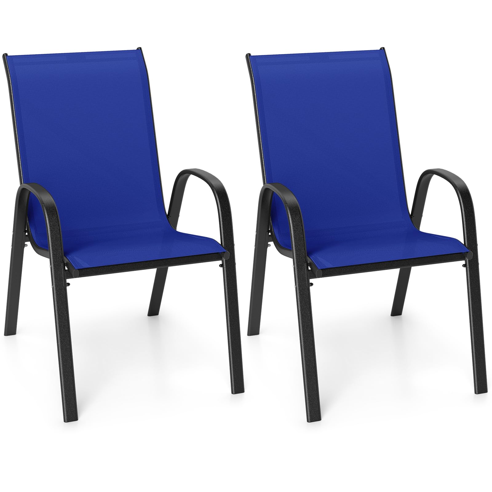 Tangkula Patio Dining Chairs Set of 4, Outdoor Stackable All Weather Heavy Duty Dining Chairs Set with Armrests, Support 330 LBS, for Poolside, Backyard, Garden, Deck, Front Porch (Black)