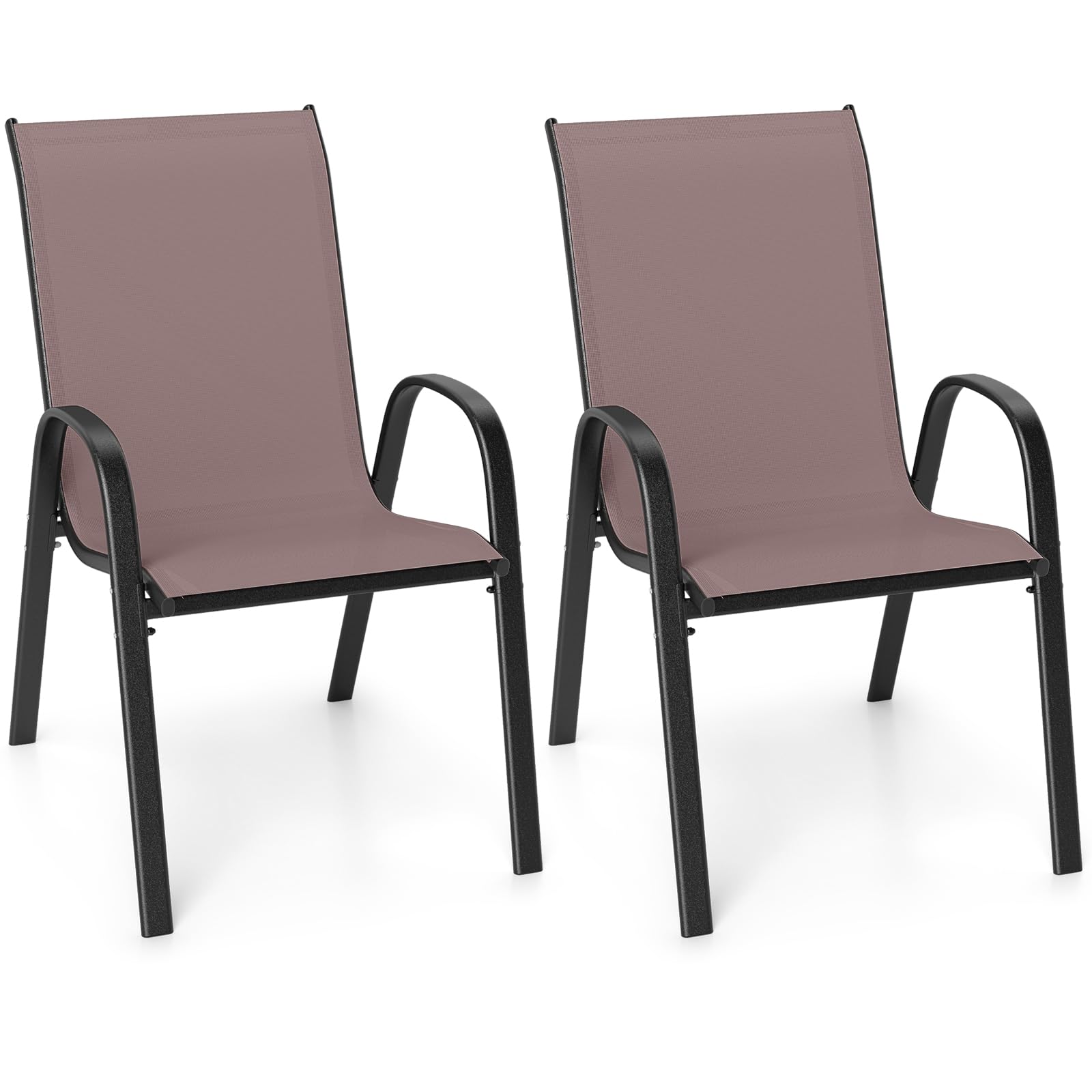 Tangkula Patio Dining Chairs Set of 4, Outdoor Stackable All Weather Heavy Duty Dining Chairs Set with Armrests, Support 330 LBS, for Poolside, Backyard, Garden, Deck, Front Porch (Black)