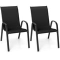 Tangkula Patio Dining Chairs Set of 4, Outdoor Stackable All Weather Heavy Duty Dining Chairs Set with Armrests, Support 330 LBS, for Poolside, Backyard, Garden, Deck, Front Porch (Black)