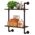 Helsin 3 Tier Industrial Pipe Shelf Rustic Wood Floating Shelves,Wall Display Bookshelf,Storage Rack Sundries Holder for Kitchen Office Bathroom Organization and Home Decor (24inch)