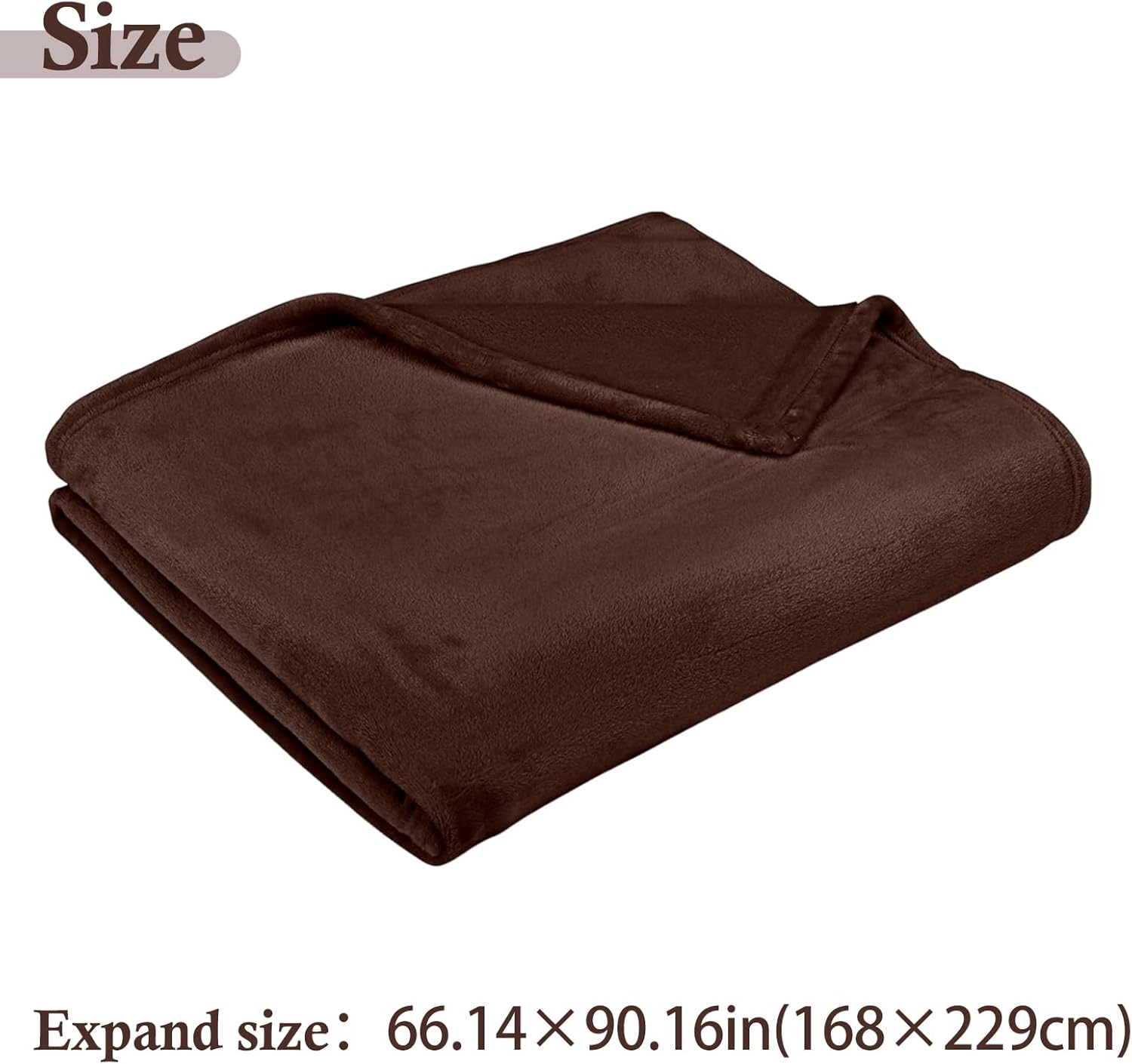Plush Velvet Throw Blanket 66" x 90", Large Soft Warm Microplush Blanket for Couch & Bed, Cozy Fuzzy Winter Throw – Chocolate Brown