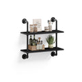 HDDFER Industrial Pipe Shelf Shelving Bookcase, Wall Mounted Rustic Bookshelf, Floating Bookshelves for Wall,Retro Wood Metal Pipe Industrial Shelves for Living Room