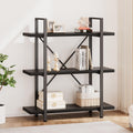 HSH 4-Shelf Vintage Industrial Bookshelf, Rustic Gray Wood and Metal 4 Tier Bookcase, Open Wide Etagere Book Shelf for Home Office Livingroom Bedroom Dispaly, Light Grey Oak