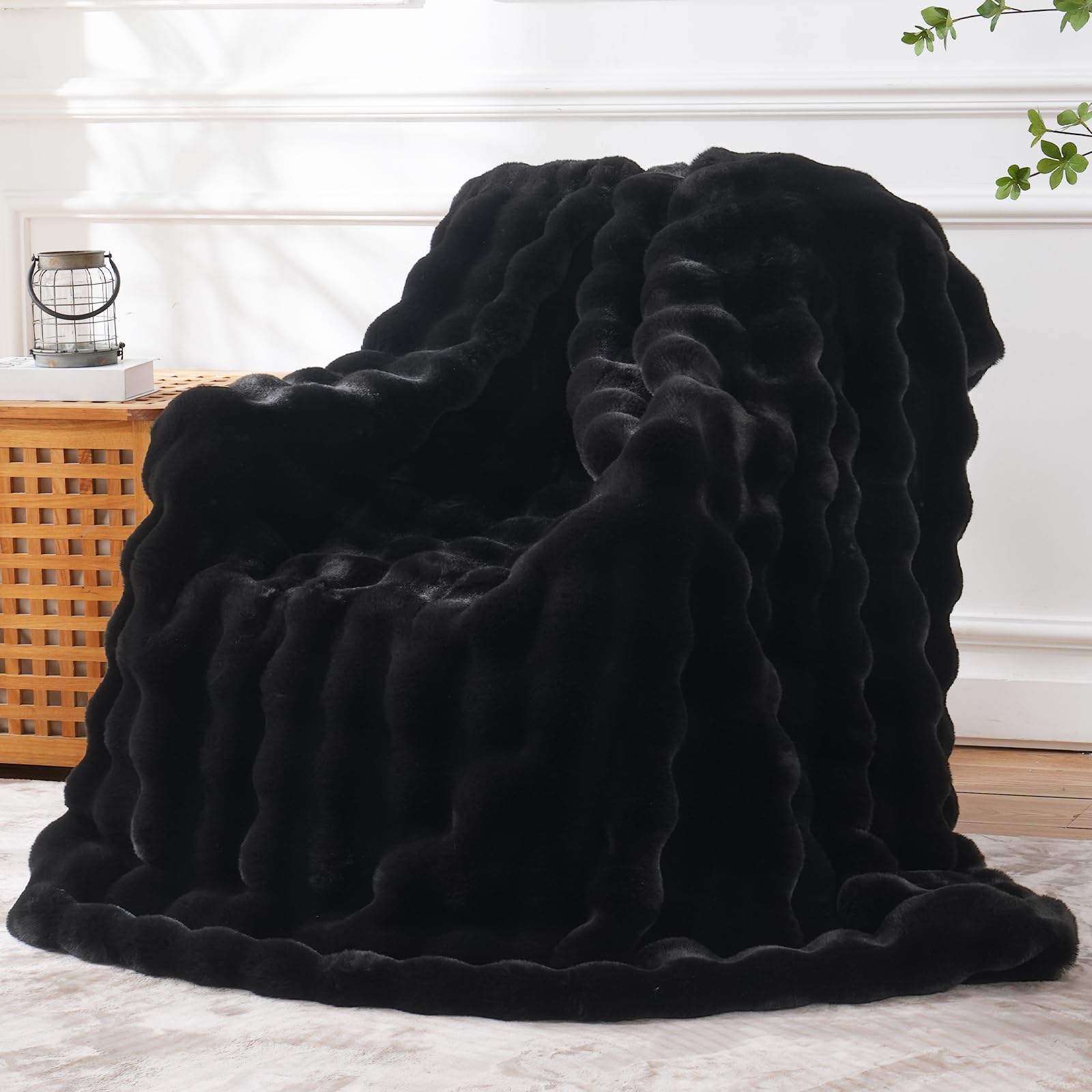 Tie-dye Coffee Faux Fur Throw Blanket, 50"×60" 1100GSM Soft Plush Blanket for Couch & Gift