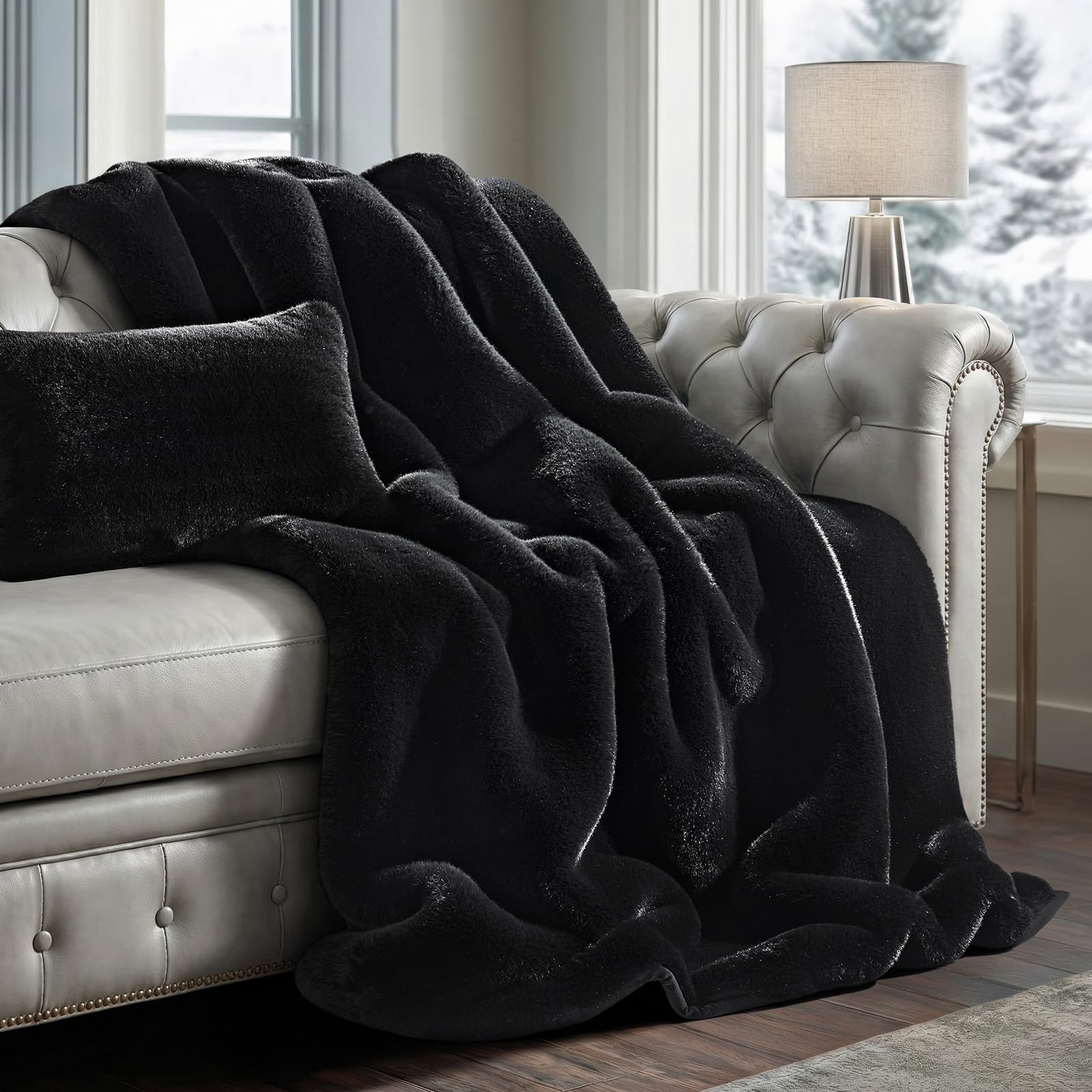 EVERGRACEHOME Luxury Soft Faux Chinchilla Fur Throw Blanket for Couch, Warm Thick Heavy Winter Throw Blanket 1220GSM for Bed, Fluffy Cozy Mink Blanket with Reversible Velvet, Brown Sable, 50"x60"