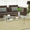 Clear Acrylic Coffee Table with Storage Shelf, 31.5" Rectangular Side Table
