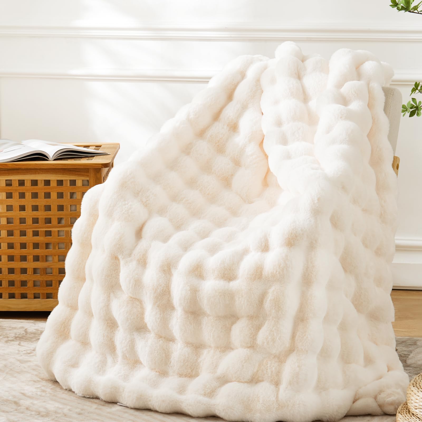 Tie-dye Coffee Faux Fur Throw Blanket, 50"×60" 1100GSM Soft Plush Blanket for Couch & Gift