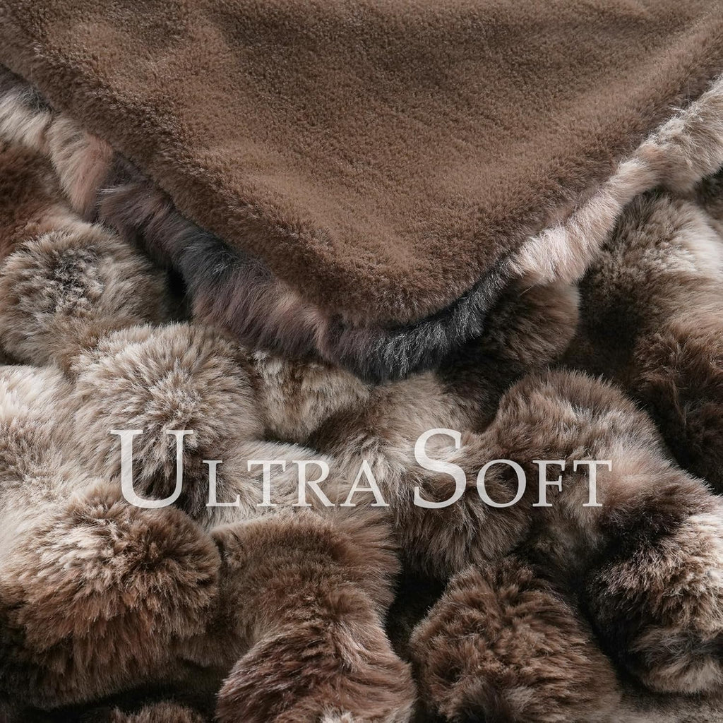 Tie-dye Coffee Faux Fur Throw Blanket, 50"×60" 1100GSM Soft Plush Blanket for Couch & Gift
