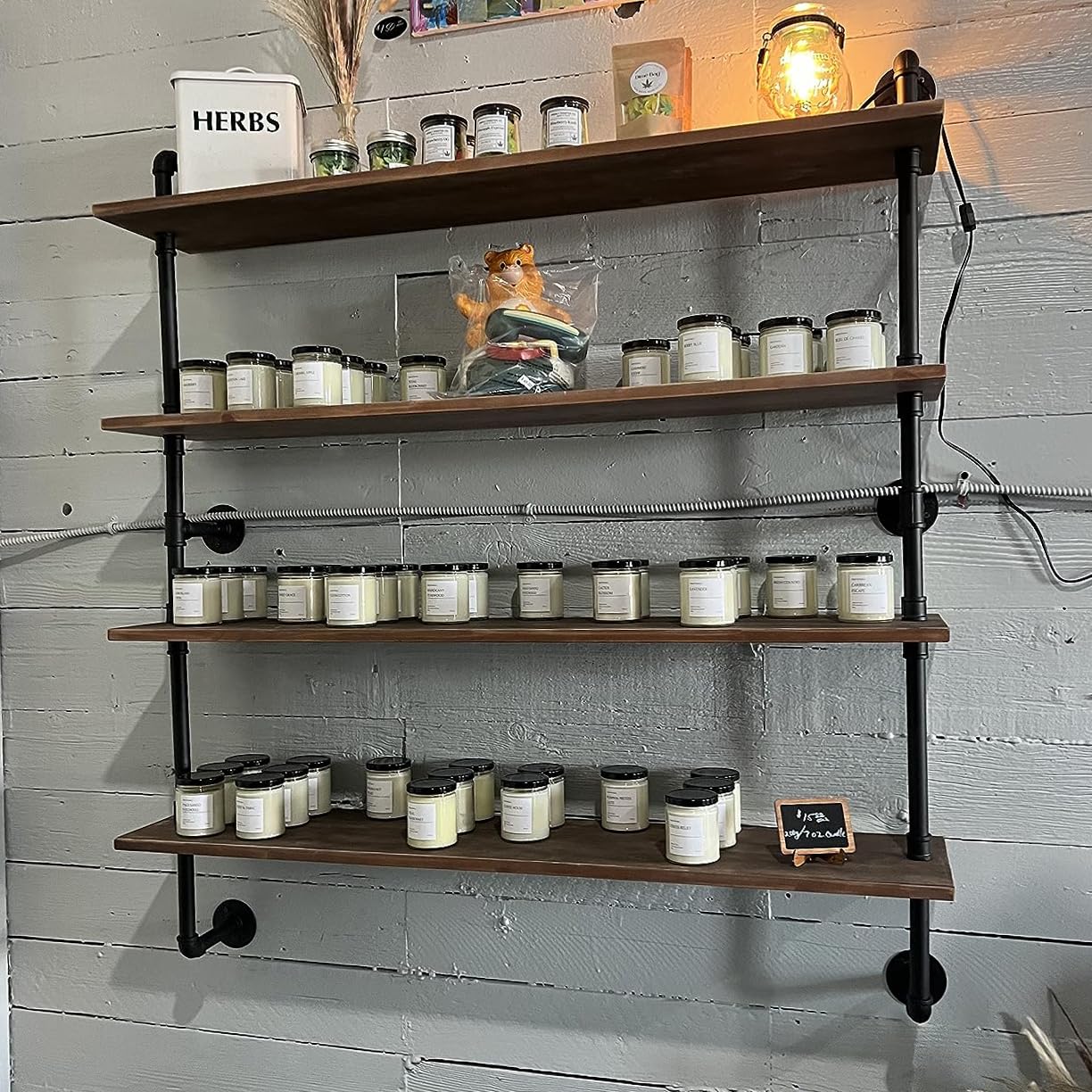 HDDFER Industrial Pipe Shelf Shelving Bookcase, Wall Mounted Rustic Bookshelf, Floating Bookshelves for Wall,Retro Wood Metal Pipe Industrial Shelves for Living Room