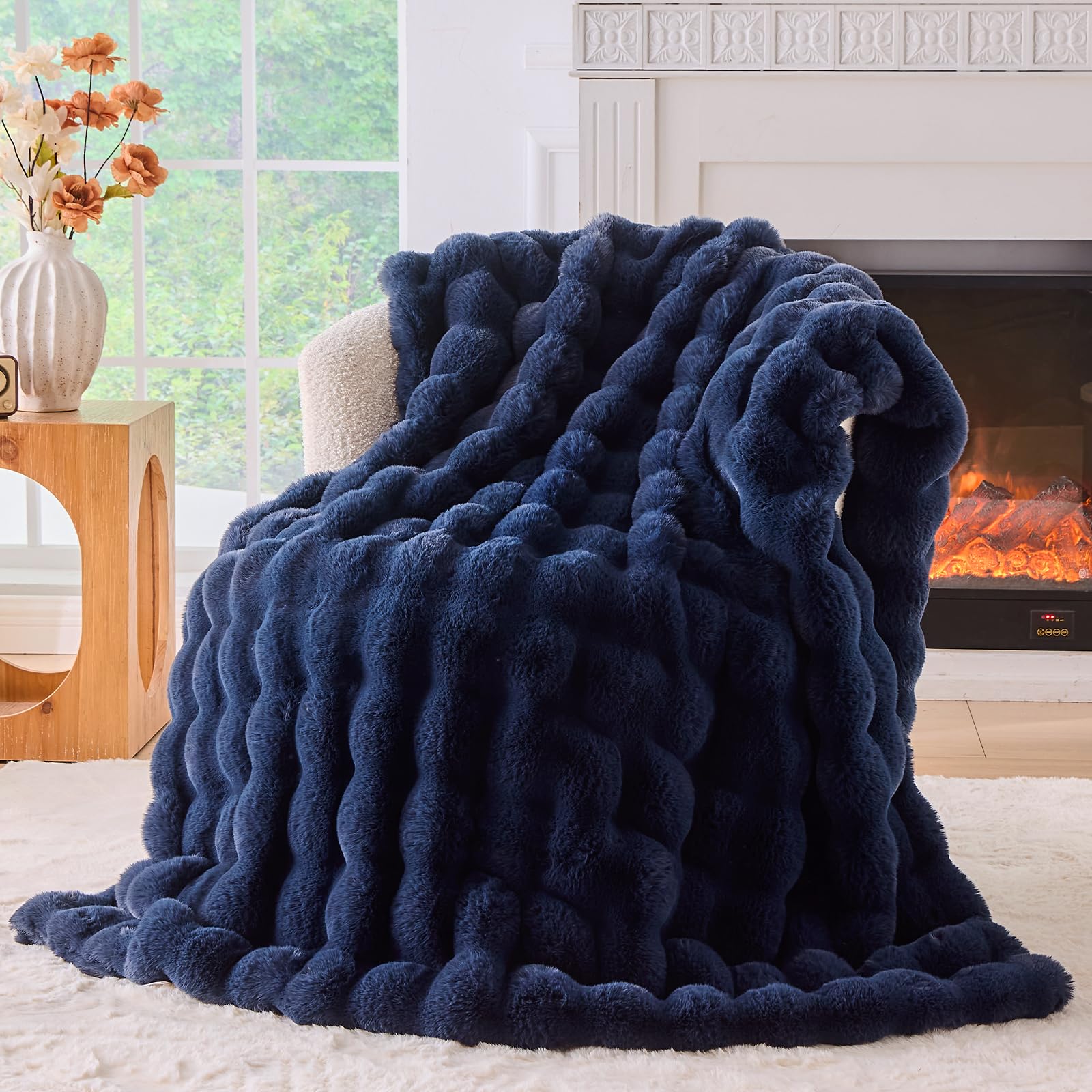 Tie-dye Coffee Faux Fur Throw Blanket, 50"×60" 1100GSM Soft Plush Blanket for Couch & Gift