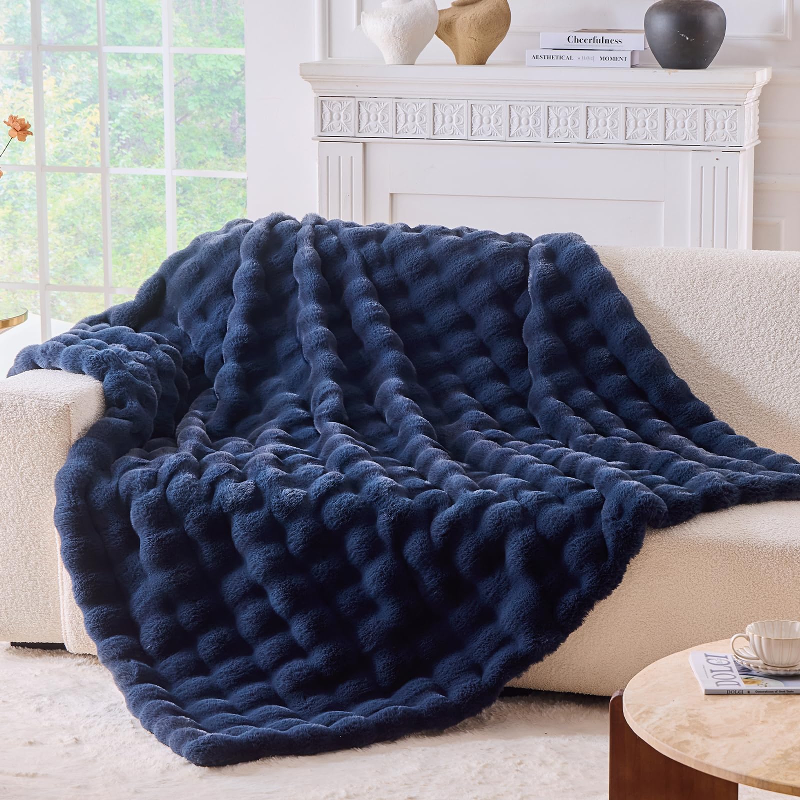 Tie-dye Coffee Faux Fur Throw Blanket, 50"×60" 1100GSM Soft Plush Blanket for Couch & Gift