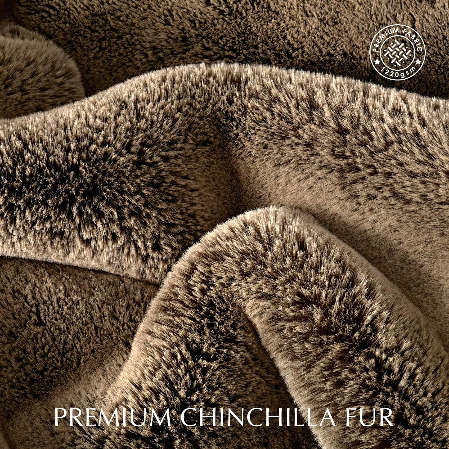 EVERGRACEHOME Luxury Soft Faux Chinchilla Fur Throw Blanket for Couch, Warm Thick Heavy Winter Throw Blanket 1220GSM for Bed, Fluffy Cozy Mink Blanket with Reversible Velvet, Brown Sable, 50"x60"