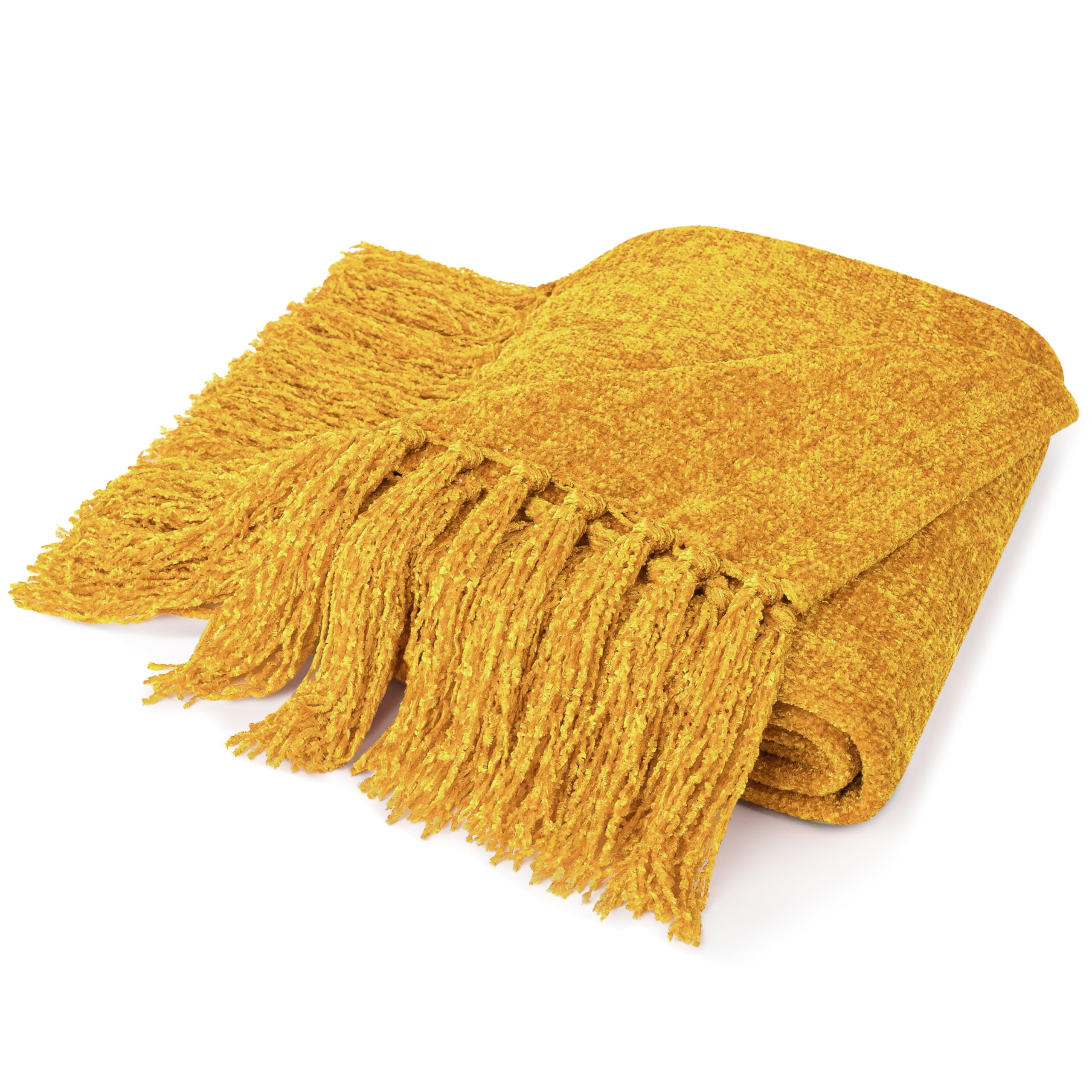 PAVILIA Olive Green Chenille Throw Blanket for Couch Sofa, Soft Olive Knit Throw with Tassel, Decorative Blanket for Bed Chair Living Room, Olive Green 50x60