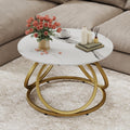 O&K FURNITURE Silver Coffee Table, Modern Glass Coffee Table Living Room Table with Ring-Shaped Frames, Glass Coffee Table for Home&Office, Chrome Finish, 1 PC | Modern