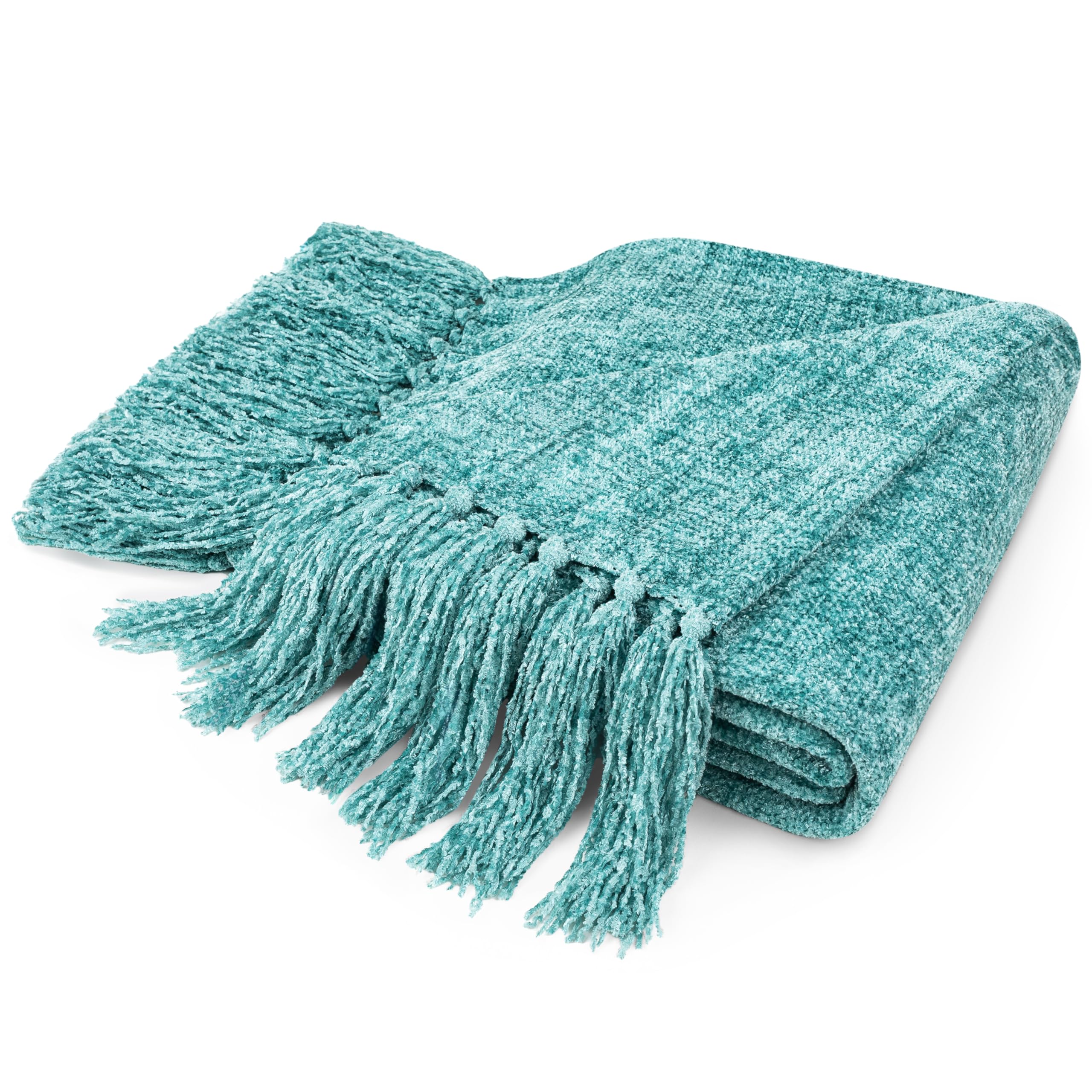 PAVILIA Olive Green Chenille Throw Blanket for Couch Sofa, Soft Olive Knit Throw with Tassel, Decorative Blanket for Bed Chair Living Room, Olive Green 50x60