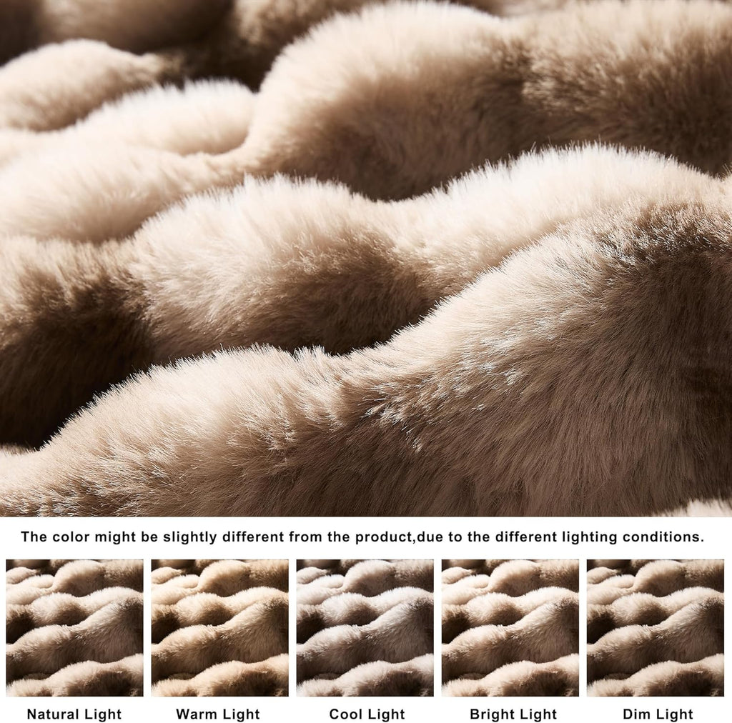WDCOZY Luxury Bubble Throw Blanket, Faux Rabbit Fur Mink Plush Throw for Couch, Sofa and Bed, Soft Fluffy Fuzzy Furry Cozy Blanket, Thick and Warm for Women, 50x60 inches, Tie-Dye Grey, 950 GSM